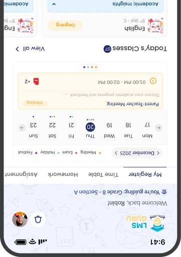 LMS Guru mobile app dashboard preview