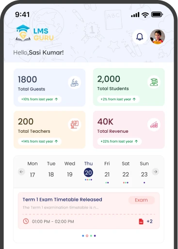 School communication screen in LMS Guru